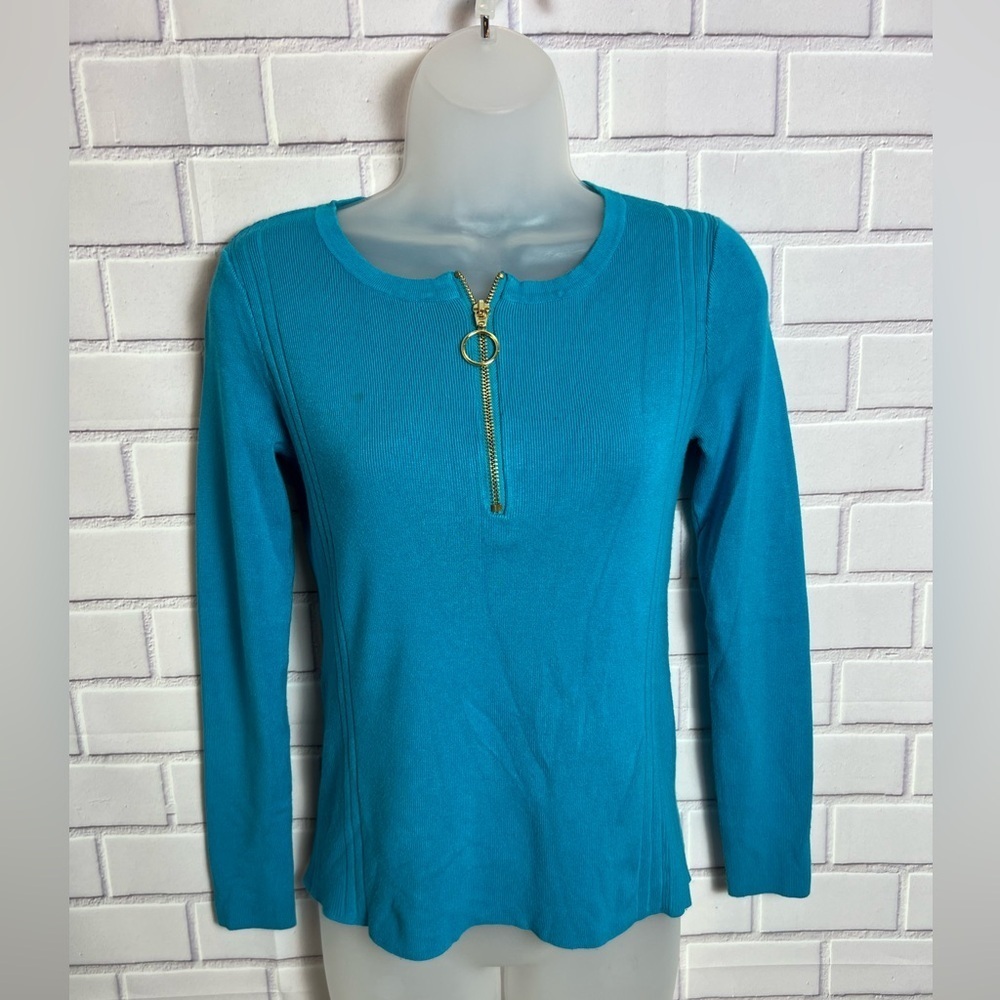 INC International concepts Blue Zippered Women's Top/size S Cottagecore fashion